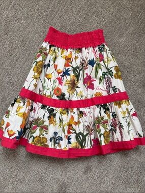 Patachou girls  White Floral Skirt with Pink Trim
